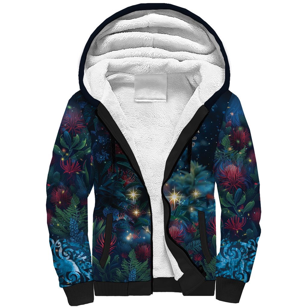 New Zealand Matariki Pohutukawa Sherpa Hoodie Te Mauri te Ora LT9 Unisex Art - Polynesian Pride