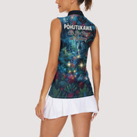 New Zealand Matariki Pohutukawa Women Sleeveless Polo Shirt Te Mauri te Ora LT9 - Polynesian Pride