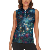 New Zealand Matariki Pohutukawa Women Sleeveless Polo Shirt Te Mauri te Ora LT9 - Polynesian Pride