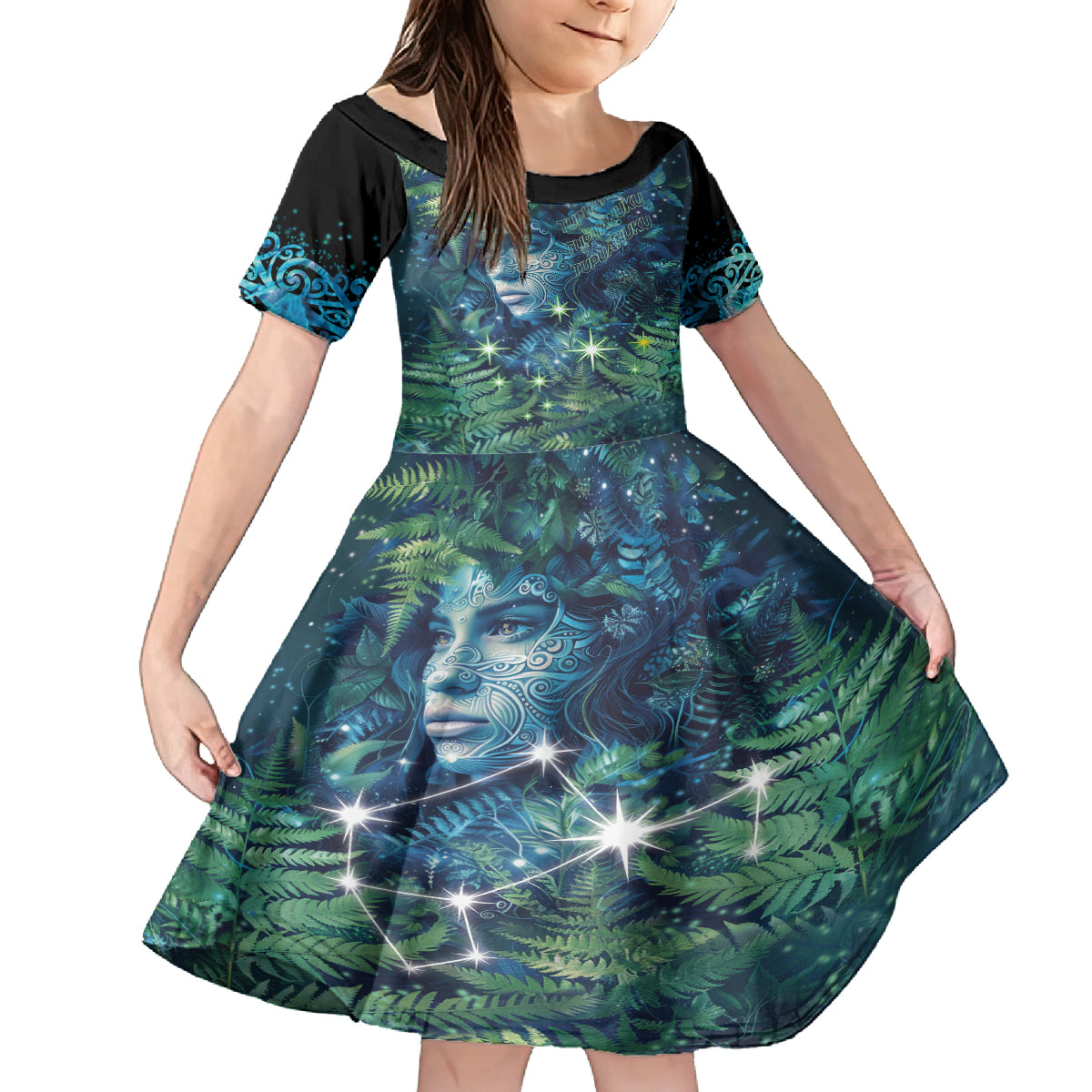 New Zealand Matariki Tupuanuku Family Matching Long Sleeve Bodycon Dress and Hawaiian Shirt Te W o te Hauhake LT9 Daughter's Dress Art - Polynesian Pride