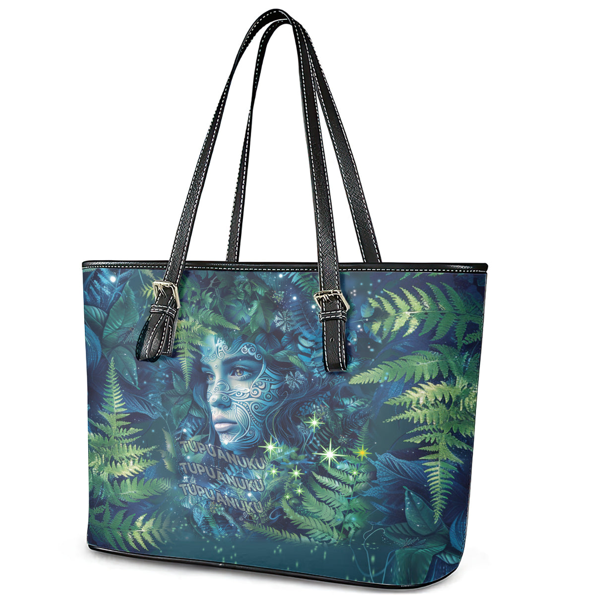 New Zealand Matariki Tupuanuku Leather Tote Bag Te W o te Hauhake LT9 - Polynesian Pride