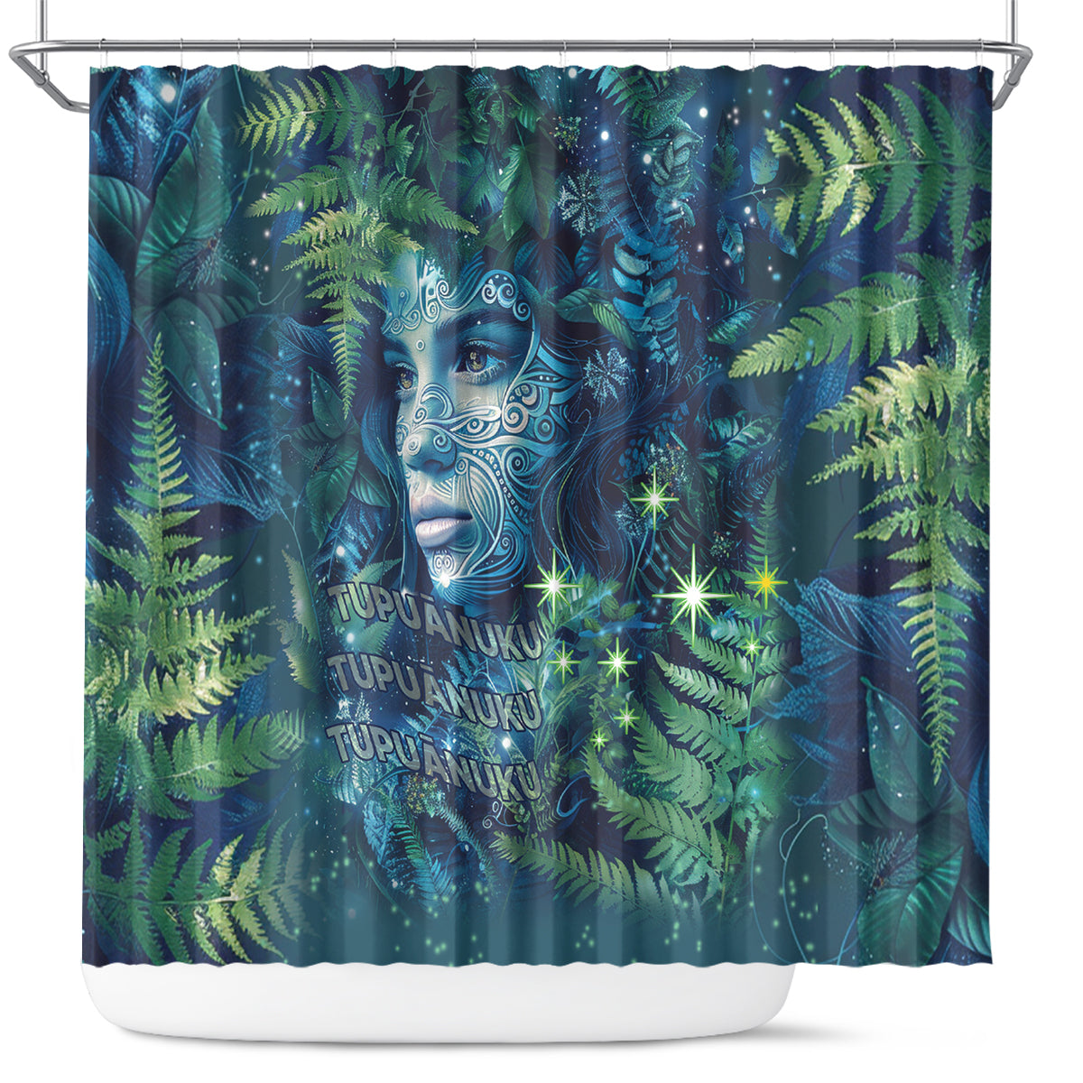 New Zealand Matariki Tupuanuku Shower Curtain Te W o te Hauhake LT9 Art - Polynesian Pride