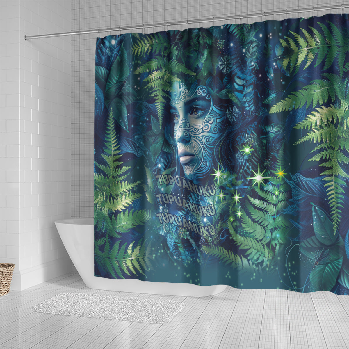 New Zealand Matariki Tupuanuku Shower Curtain Te W o te Hauhake LT9 - Polynesian Pride