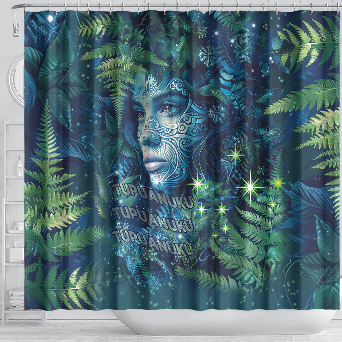 New Zealand Matariki Tupuanuku Shower Curtain Te W o te Hauhake LT9 - Polynesian Pride