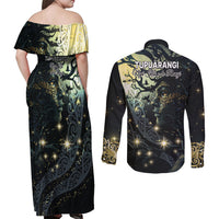 New Zealand Matariki Tupuarangi Couples Matching Off Shoulder Maxi Dress and Long Sleeve Button Shirt Ng Kai o te Rangi LT9 - Polynesian Pride