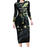 New Zealand Matariki Tupuarangi Family Matching Long Sleeve Bodycon Dress and Hawaiian Shirt Ng Kai o te Rangi LT9 Mom's Dress Art - Polynesian Pride