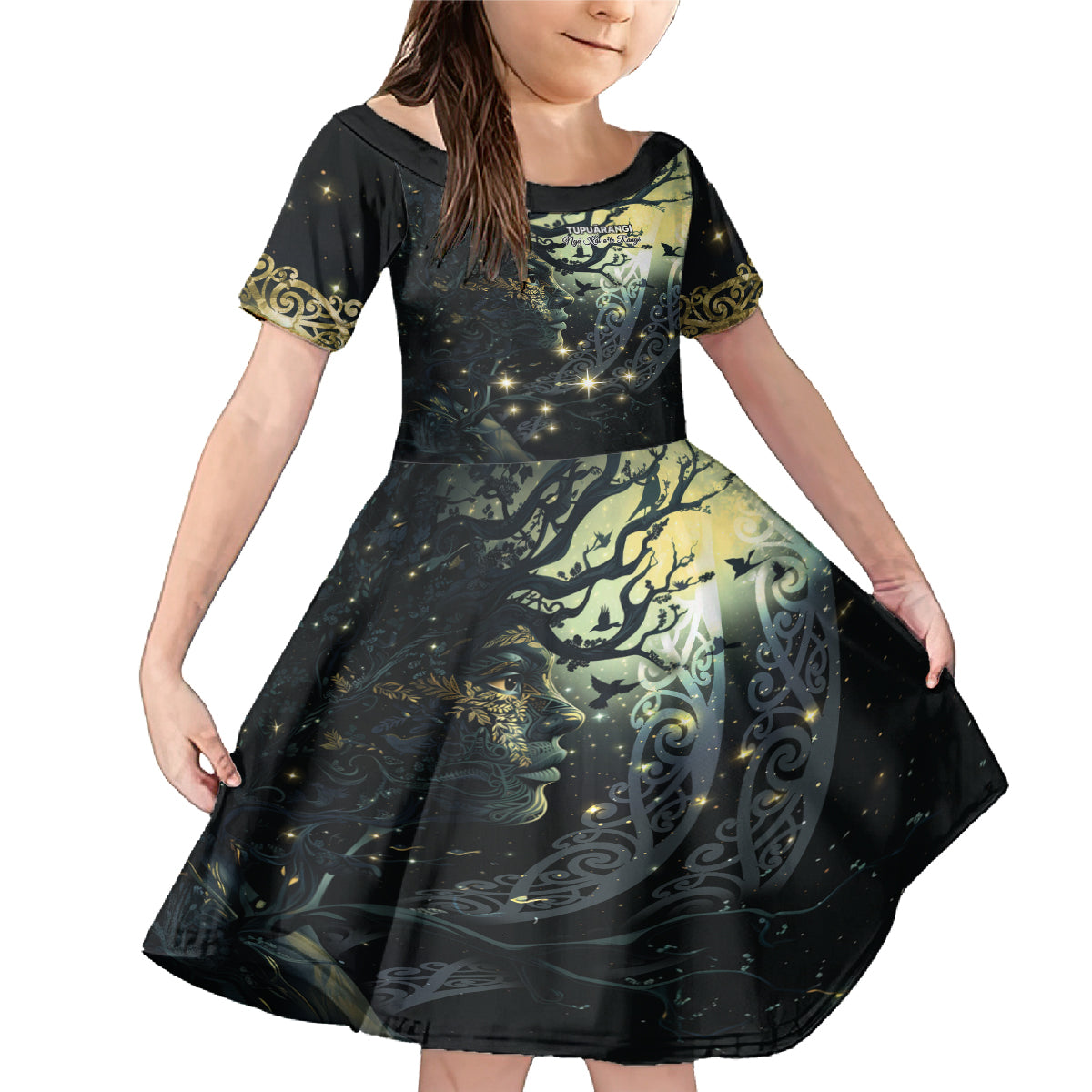 New Zealand Matariki Tupuarangi Family Matching Mermaid Dress and Hawaiian Shirt Ng Kai o te Rangi LT9 Daughter's Dress Art - Polynesian Pride