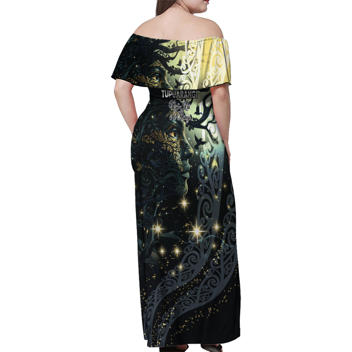 New Zealand Matariki Tupuarangi Family Matching Off Shoulder Maxi Dress and Hawaiian Shirt Ng Kai o te Rangi LT9 - Polynesian Pride
