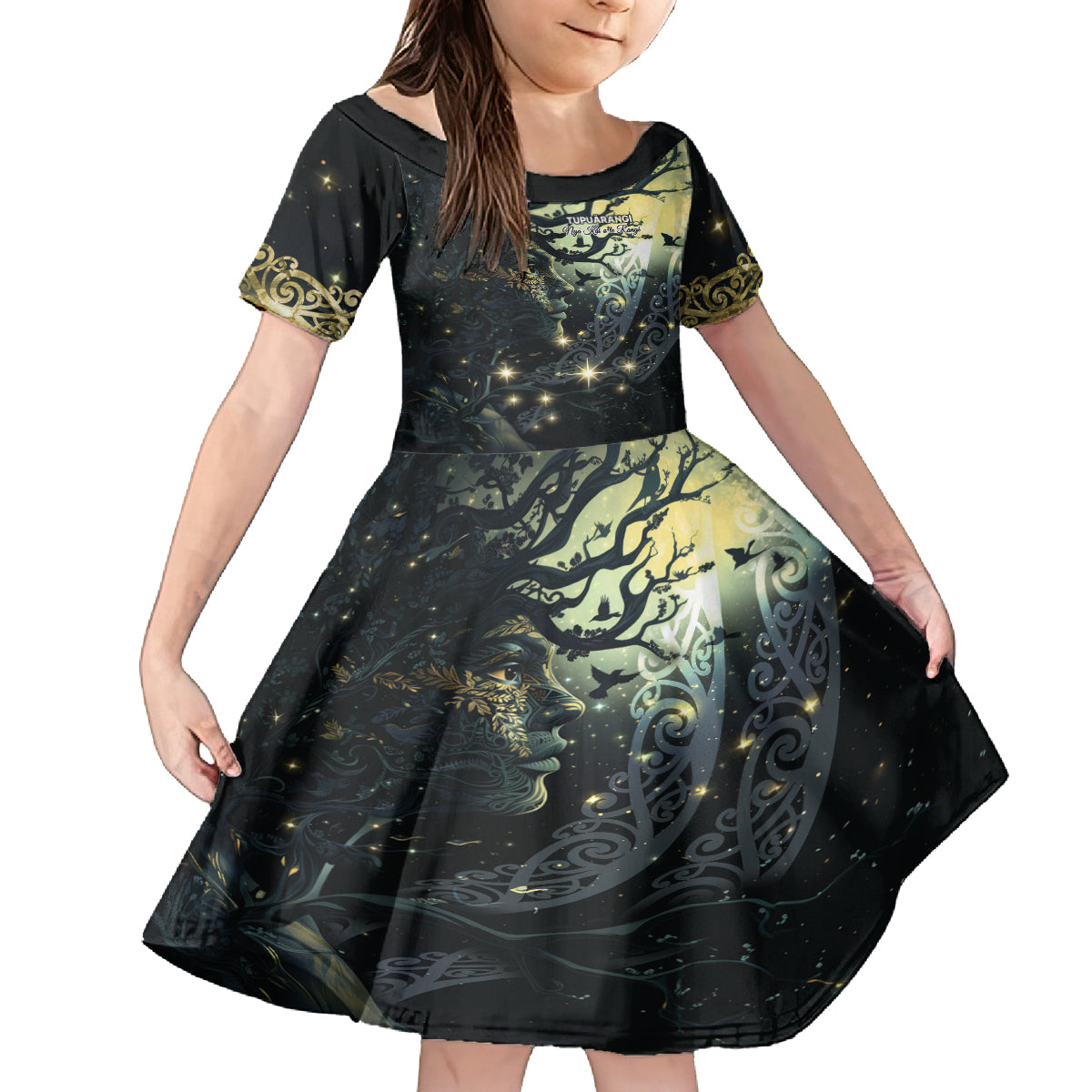 New Zealand Matariki Tupuarangi Family Matching Puletasi and Hawaiian Shirt Ng Kai o te Rangi LT9 Daughter's Dress Art - Polynesian Pride