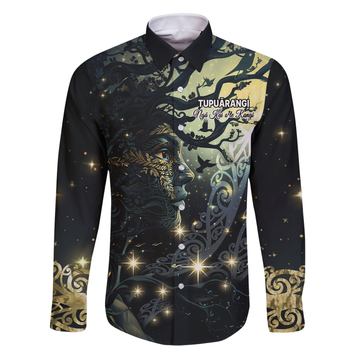 New Zealand Matariki Tupuarangi Family Matching Puletasi and Hawaiian Shirt Ng Kai o te Rangi LT9 Dad's Shirt - Long Sleeve Art - Polynesian Pride