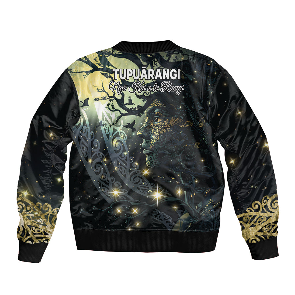 New Zealand Matariki Tupuarangi Sleeve Zip Bomber Jacket Ng Kai o te Rangi LT9 - Polynesian Pride