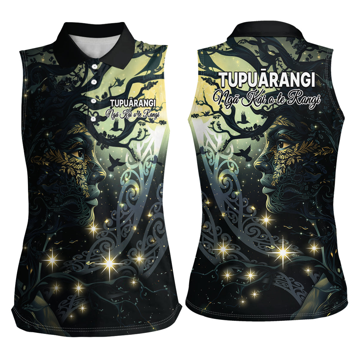 New Zealand Matariki Tupuarangi Women Sleeveless Polo Shirt Ng Kai o te Rangi LT9 - Polynesian Pride
