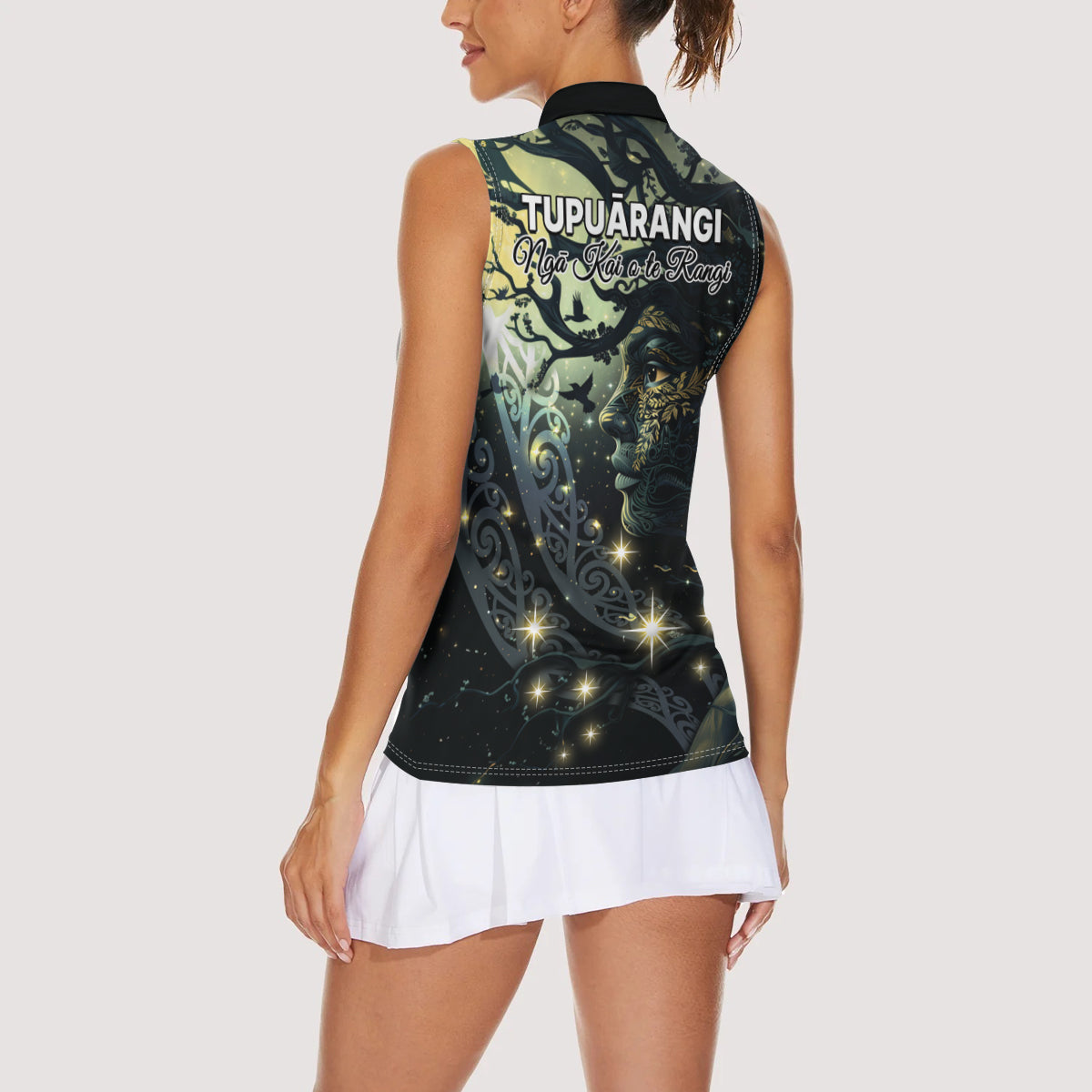 New Zealand Matariki Tupuarangi Women Sleeveless Polo Shirt Ng Kai o te Rangi LT9 - Polynesian Pride