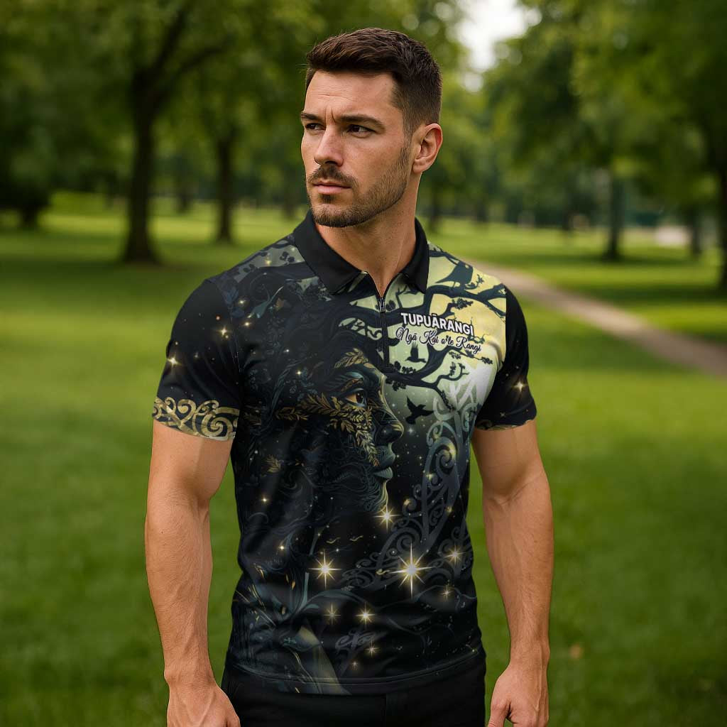 New Zealand Matariki Tupuarangi Zipper Polo Shirt Ng Kai o te Rangi LT9 - Polynesian Pride