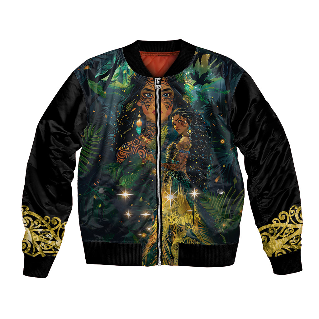New Zealand Matariki Bomber Jacket Rongo Mori Wellbeing and Good Luck LT9 Unisex Art - Polynesian Pride