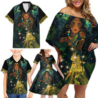 New Zealand Matariki Family Matching Off Shoulder Short Dress and Hawaiian Shirt Rongo Mori Wellbeing and Good Luck LT9 - Polynesian Pride