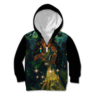 New Zealand Matariki Kid Hoodie Rongo Mori Wellbeing and Good Luck LT9 Zip Hoodie Art - Polynesian Pride