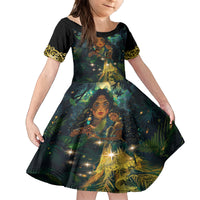 New Zealand Matariki Kid Short Sleeve Dress Rongo Mori Wellbeing and Good Luck LT9 KID Art - Polynesian Pride