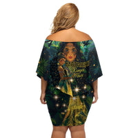 New Zealand Matariki Off Shoulder Short Dress Rongo Mori Wellbeing and Good Luck LT9 - Polynesian Pride