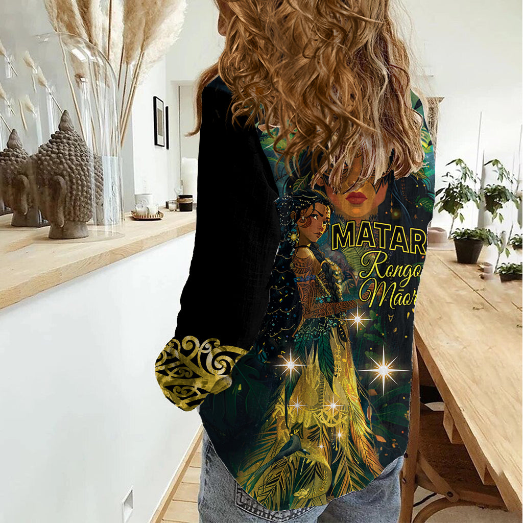 New Zealand Matariki Women Casual Shirt Rongo Mori Wellbeing and Good Luck LT9 - Polynesian Pride