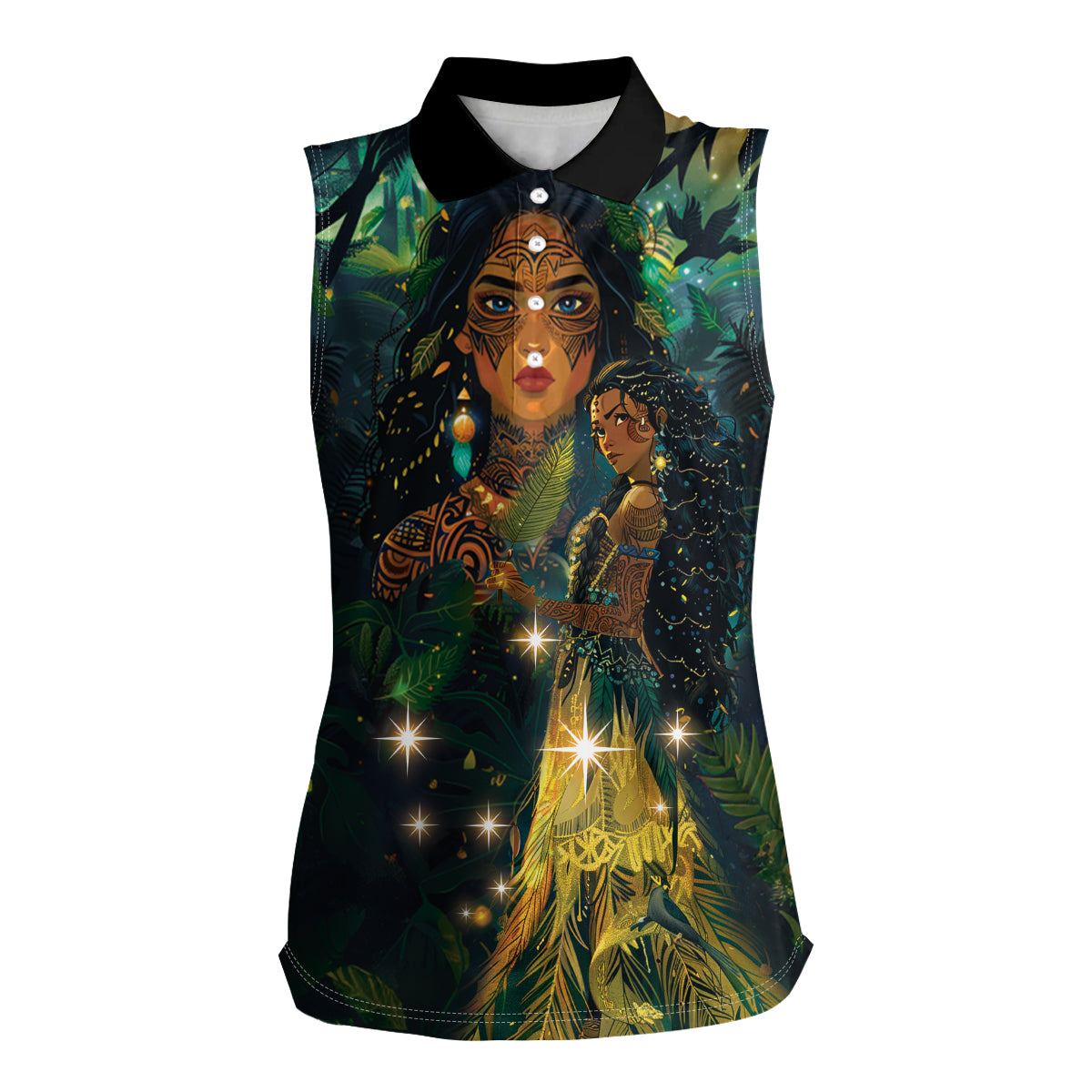 New Zealand Matariki Women Sleeveless Polo Shirt Rongo Mori Wellbeing and Good Luck LT9 Female Art - Polynesian Pride