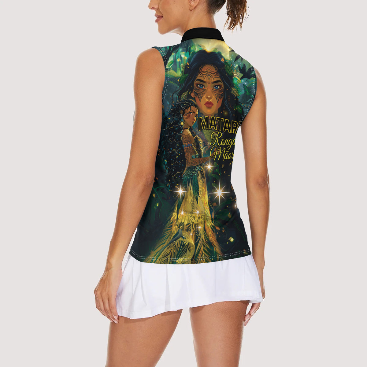 New Zealand Matariki Women Sleeveless Polo Shirt Rongo Mori Wellbeing and Good Luck LT9 - Polynesian Pride