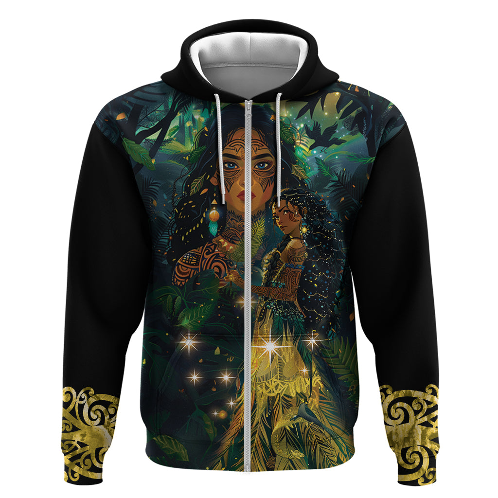 New Zealand Matariki Zip Hoodie Rongo Mori Wellbeing and Good Luck LT9 Zip Hoodie Art - Polynesian Pride