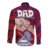 Fathers Day Polynesian Islands American Samoa Long Sleeve Button Shirt Dad Ou Te Alofa Ia Te Oe Tama - Polynesian Flowers Tribal LT9 - Polynesian Pride