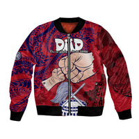 Personalised Dads Day American Samoa Bomber Jacket Dad Ou Te Alofa Ia Te Oe Tama - Polynesian Flowers Tribal LT9 Unisex Red - Polynesian Pride