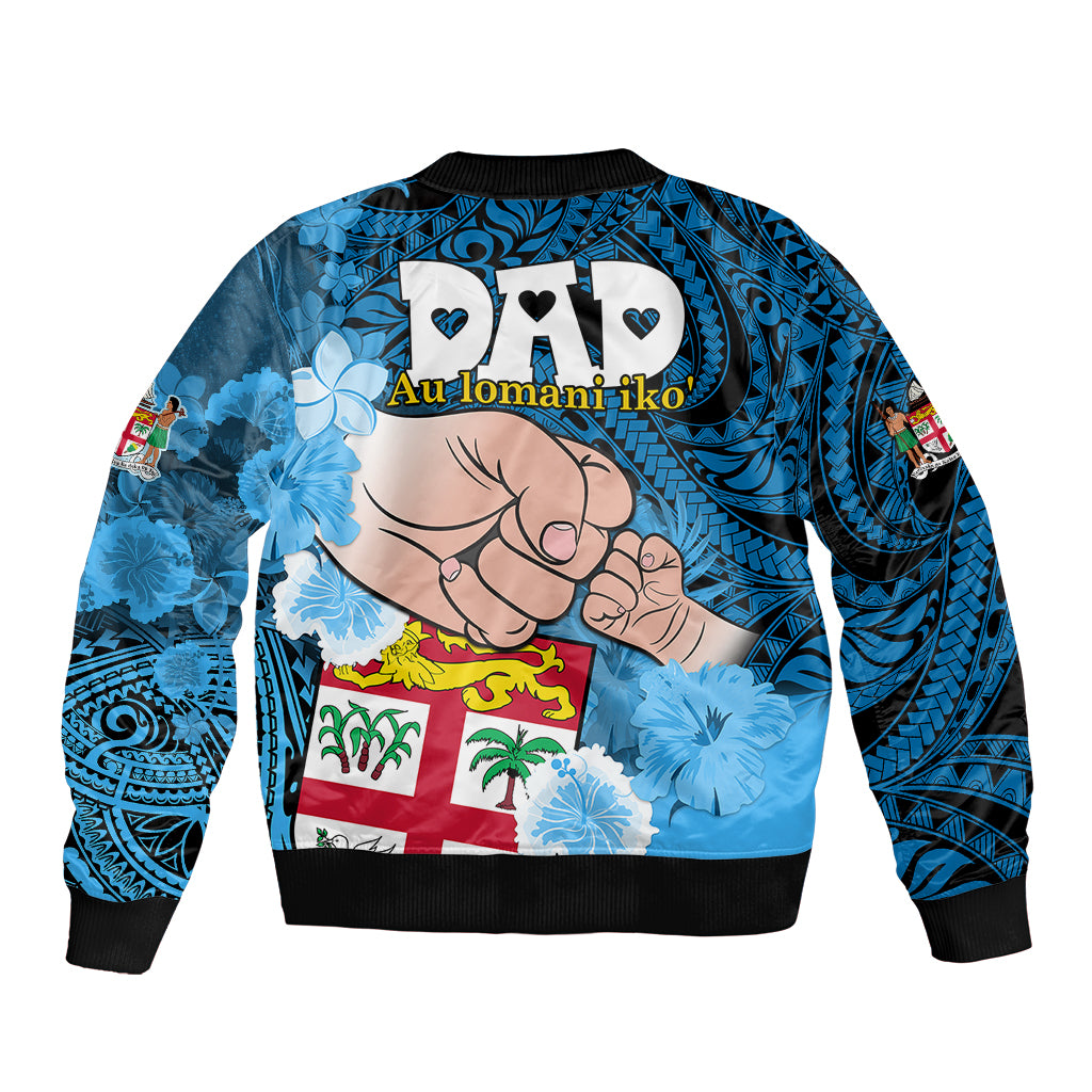 Dads Day Fiji Sleeve Zip Bomber Jacket Dad Au Lomani Iko - Polynesian Flowers Tribal LT9 - Polynesian Pride