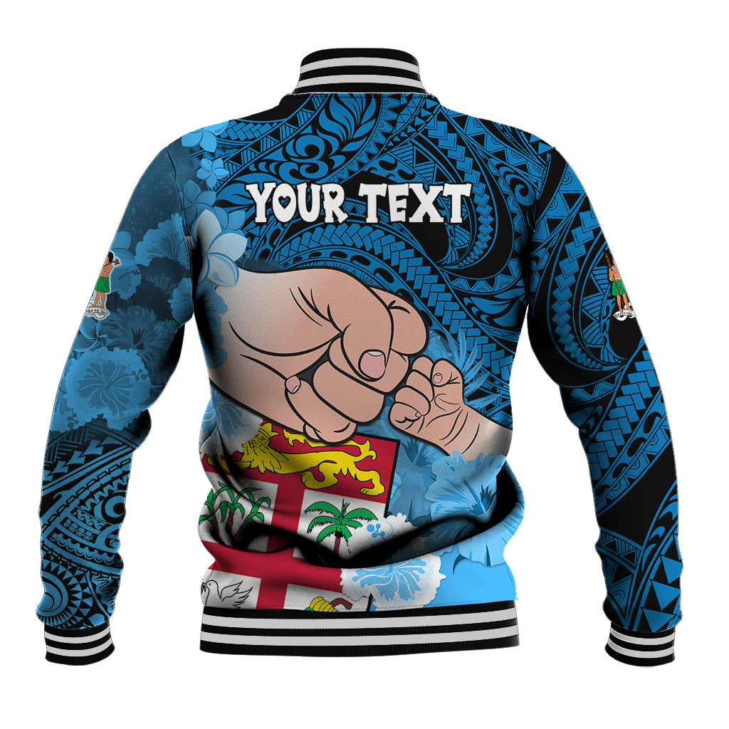 Personalised Dads Day Fiji Baseball Jacket Dad Au Lomani Iko - Polynesian Flowers Tribal LT9 - Polynesian Pride