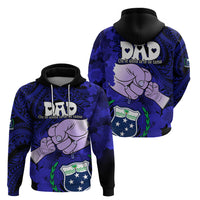 Fathers Day Polynesian Islands Samoa Hoodie Dad Ou Te Alofa Ia Te Oe Tama Blue Polynesian Flowers Tribal LT9 - Polynesian Pride