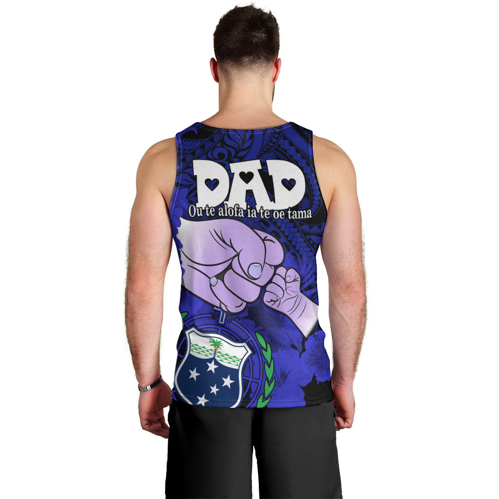 Fathers Day Polynesian Islands Samoa Men Tank Top Dad Ou Te Alofa Ia Te Oe Tama - Blue Polynesian Flowers Tribal LT9 - Polynesian Pride