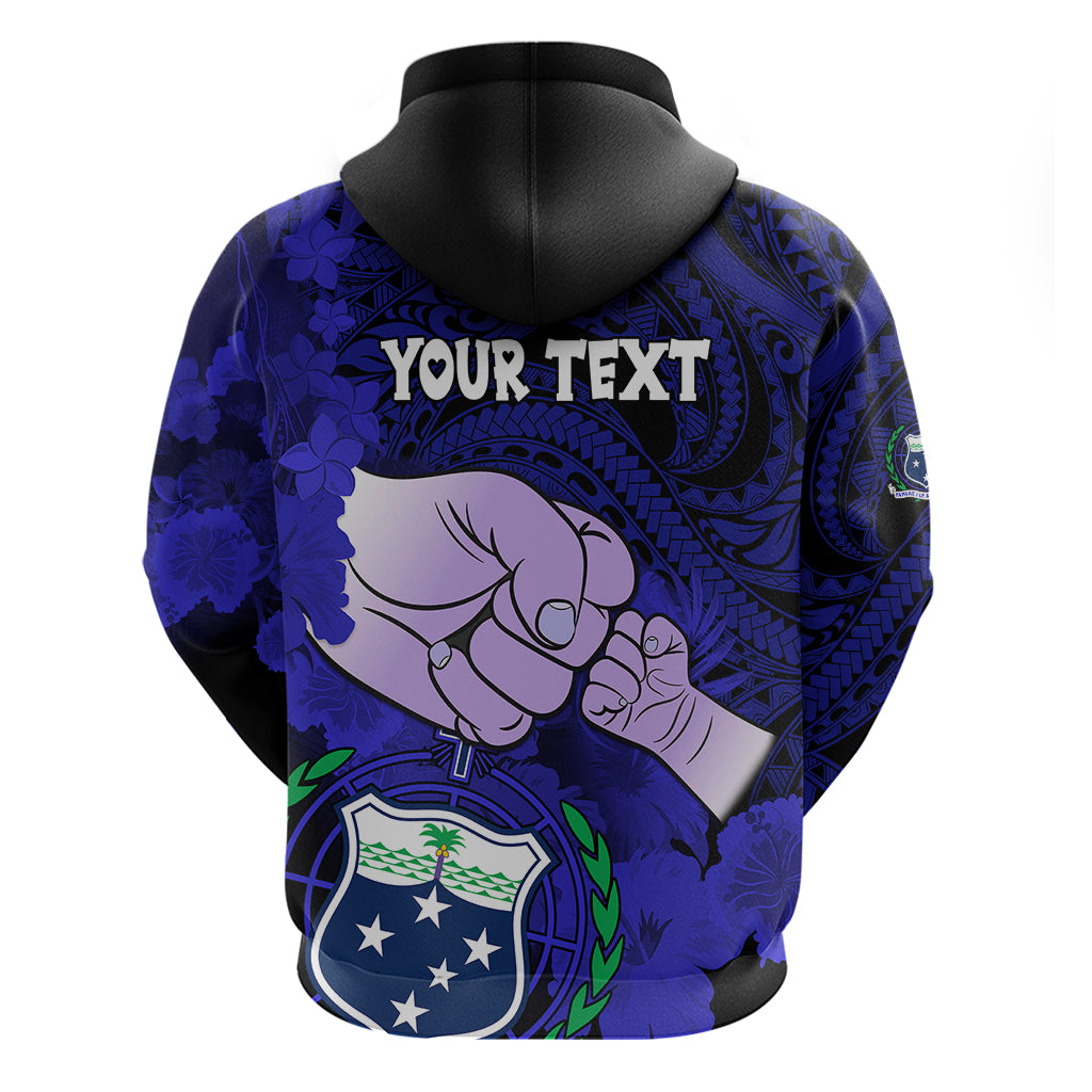 Custom Fathers Day Polynesian Islands Samoa Hoodie Dad Ou Te Alofa Ia Te Oe Tama Blue Polynesian Flowers Tribal LT9 - Polynesian Pride