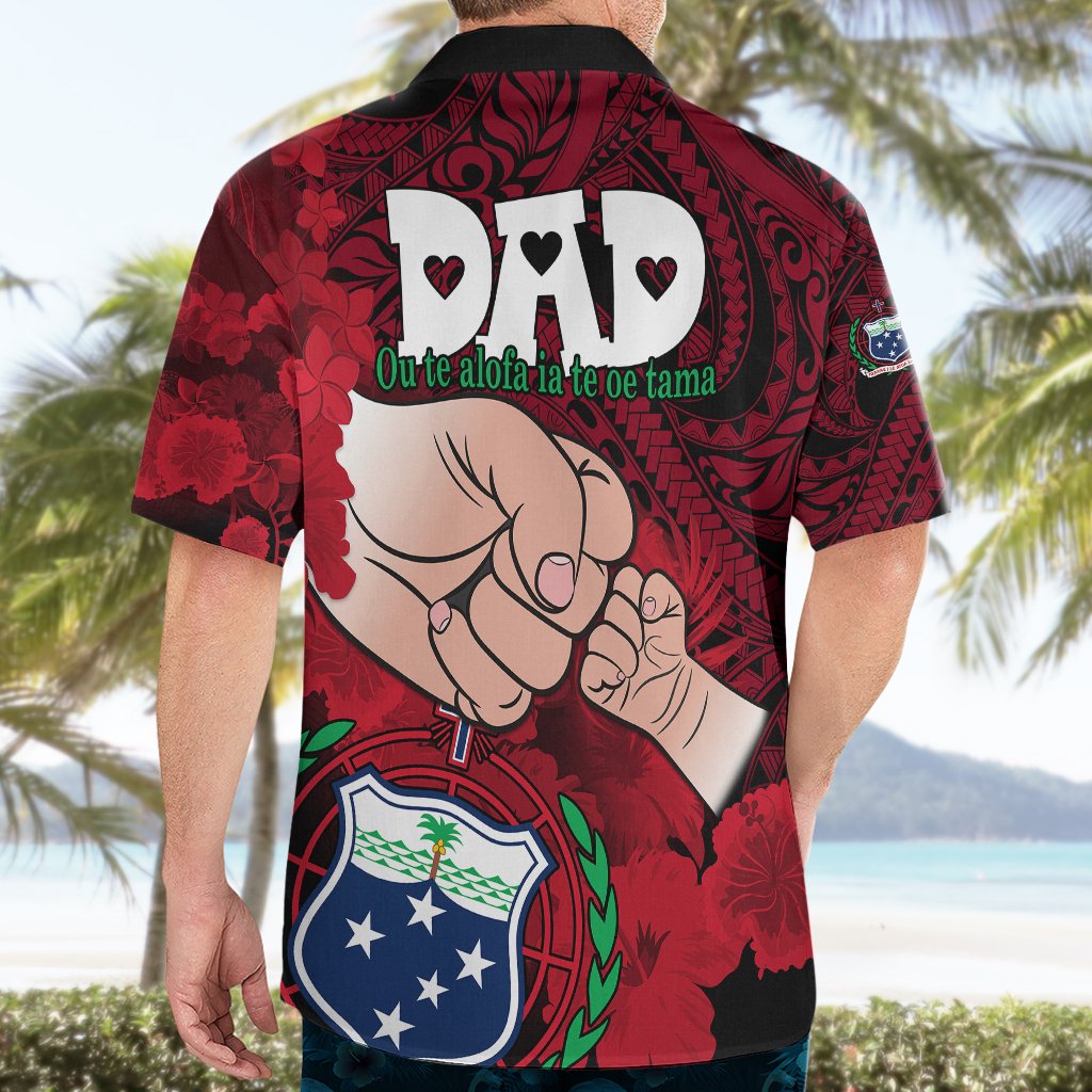 Dads Day Samoa Hawaiian Shirt Dad Ou Te Alofa Ia Te Oe Tama - Red Polynesian Flowers Tribal LT9 - Polynesian Pride