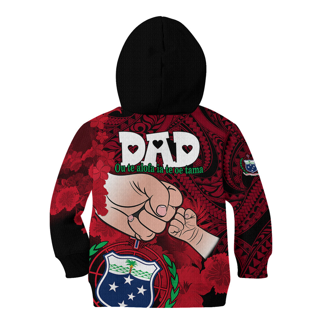 Dads Day Samoa Kid Hoodie Dad Ou Te Alofa Ia Te Oe Tama - Red Polynesian Flowers Tribal LT9 - Polynesian Pride