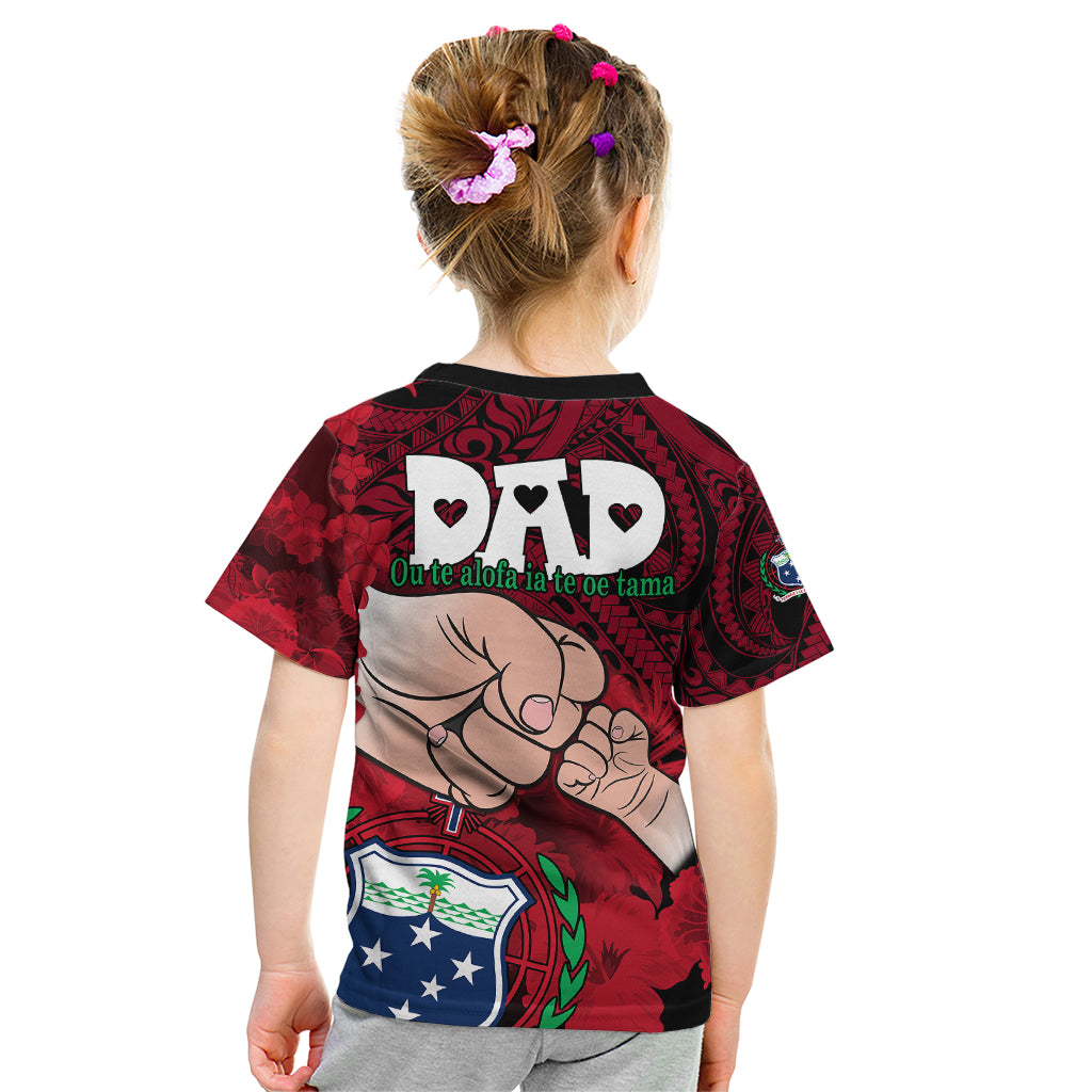 Fathers Day Polynesian Islands Samoa Kid T Shirt Dad Ou Te Alofa Ia Te Oe Tama - Red Polynesian Flowers Tribal LT9 - Polynesian Pride