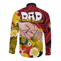 Dads Day Tonga Long Sleeve Button Shirt Dad Ofa lahi atu - Polynesian Flowers Tribal LT9 - Polynesian Pride