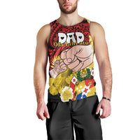 Personalised Dads Day Tonga Men Tank Top Dad Ofa lahi atu - Polynesian Flowers Tribal LT9 - Polynesian Pride