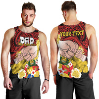 Personalised Dads Day Tonga Men Tank Top Dad Ofa lahi atu - Polynesian Flowers Tribal LT9 - Polynesian Pride