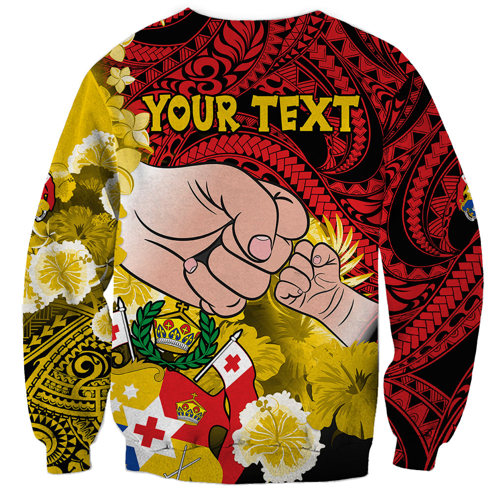 Personalised Dads Day Tonga Sweatshirt Dad Ofa lahi atu - Polynesian Flowers Tribal LT9 - Polynesian Pride