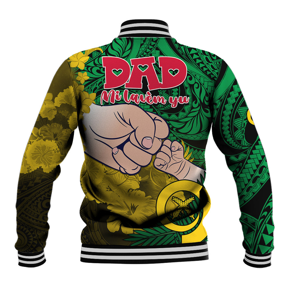Dads Day Vanuatu Baseball Jacket Dad Mi lavem yu - Polynesian Flowers Tribal LT9 - Polynesian Pride