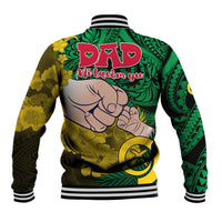 Dads Day Vanuatu Baseball Jacket Dad Mi lavem yu - Polynesian Flowers Tribal LT9 - Polynesian Pride