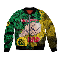 Dads Day Vanuatu Bomber Jacket Dad Mi lavem yu - Polynesian Flowers Tribal LT9 Unisex Green - Polynesian Pride