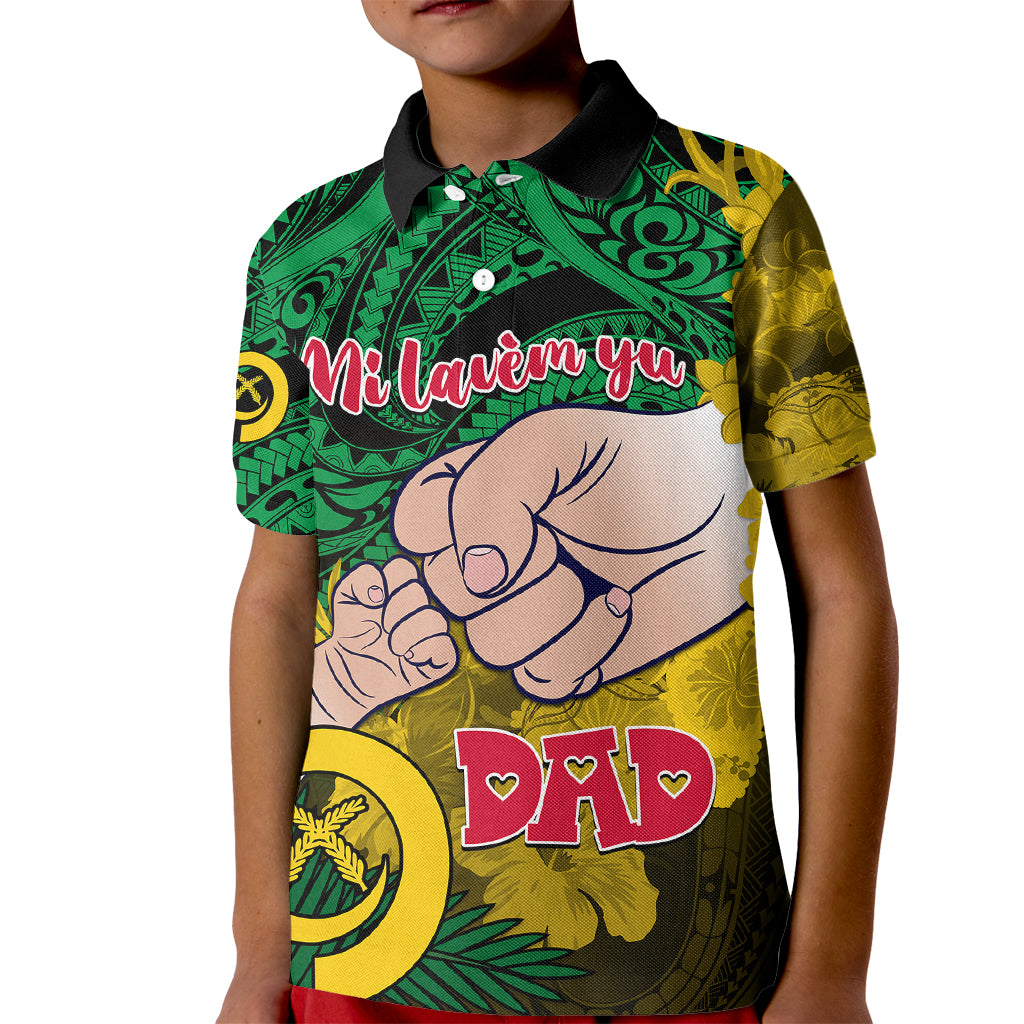 Fathers Day Polynesian Islands Vanuatu Kid Polo Shirt Dad Mi lavem yu - Polynesian Flowers Tribal LT9 Kid Green - Polynesian Pride