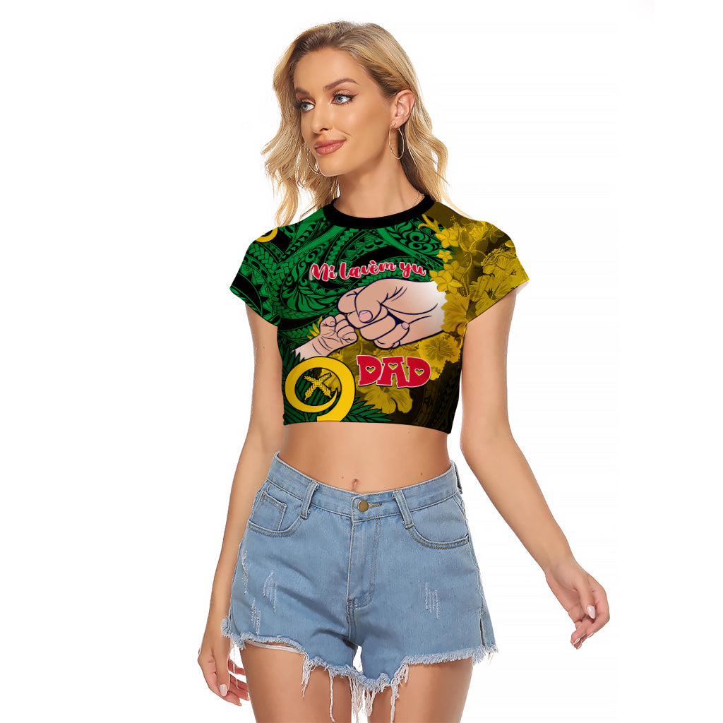Fathers Day Polynesian Islands Vanuatu Raglan Cropped T Shirt Dad Mi lavem yu - Polynesian Flowers Tribal LT9 Female Green - Polynesian Pride