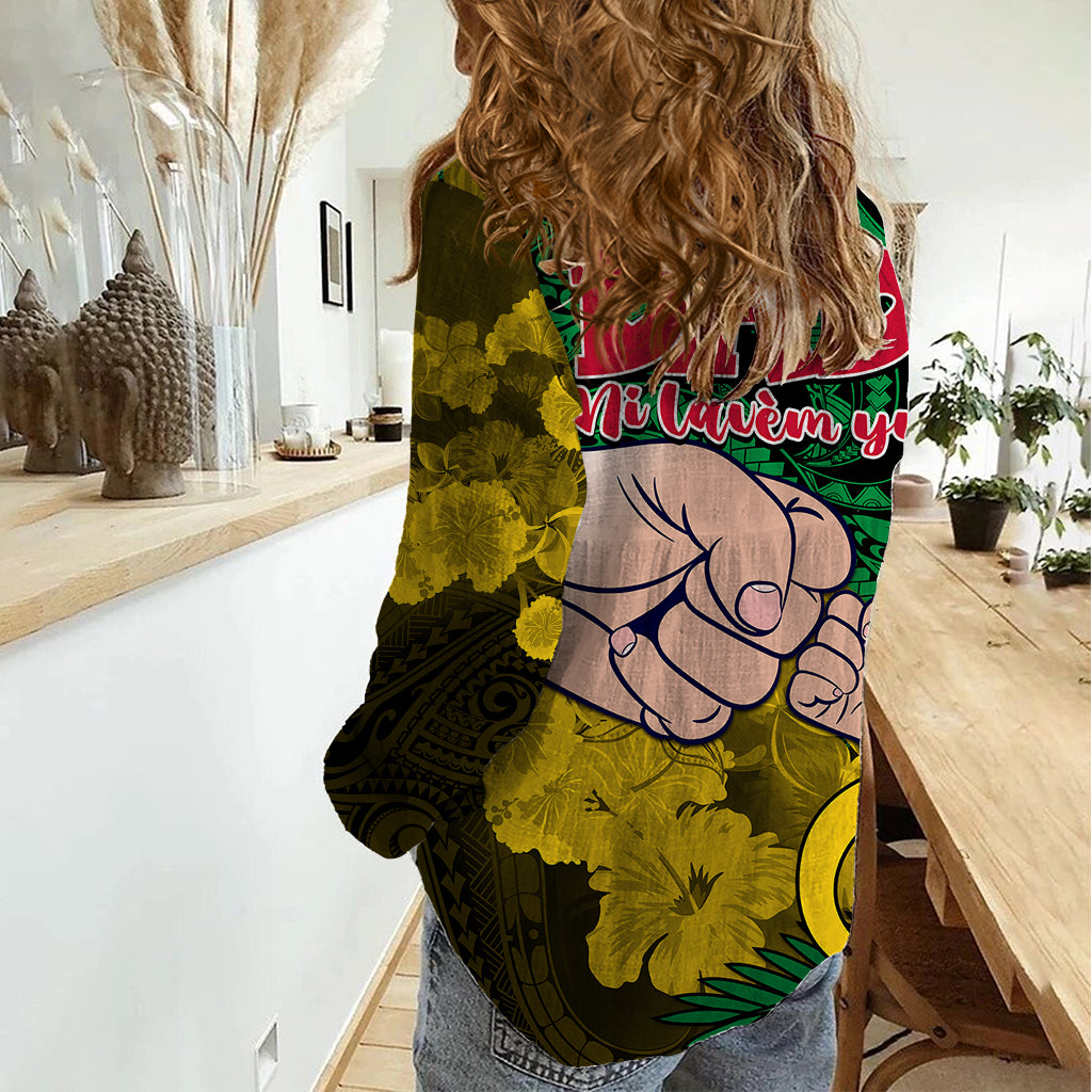 Dads Day Vanuatu Women Casual Shirt Dad Mi lavem yu - Polynesian Flowers Tribal LT9 - Polynesian Pride