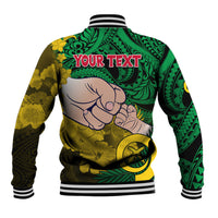 Personalised Dads Day Vanuatu Baseball Jacket Dad Mi lavem yu - Polynesian Flowers Tribal LT9 - Polynesian Pride