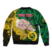 Personalised Dads Day Vanuatu Bomber Jacket Dad Mi lavem yu - Polynesian Flowers Tribal LT9 - Polynesian Pride