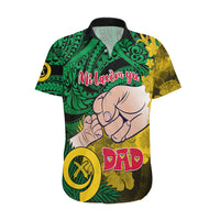 Personalised Dads Day Vanuatu Hawaiian Shirt Dad Mi lavem yu - Polynesian Flowers Tribal LT9 Green - Polynesian Pride